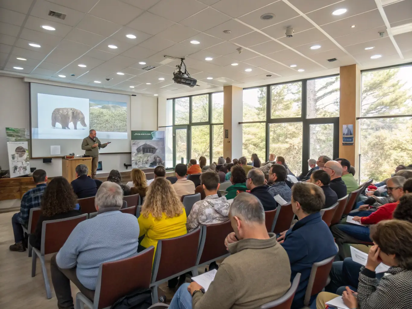 A group of community members participating in an educational workshop organized by ASSOCIATION COMMUNALE DE CHASSE AGREEE D'ORADOUR, learning about responsible hunting and wildlife conservation.